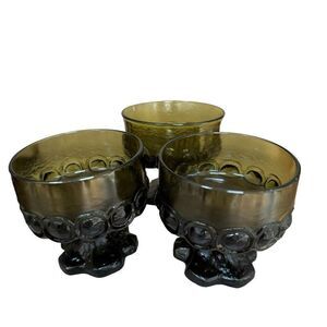 Tiffin Franciscan Madeira Sherbet or Champagne Olive Green Smoke Glasses (3)